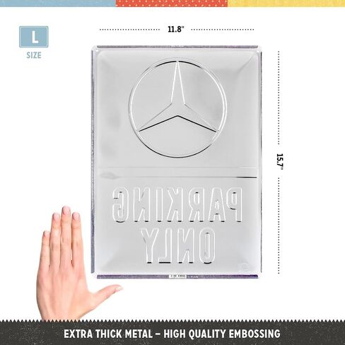 نوستالجيك ارت لافتة قصدير رترو - مرسيدس بنز - وقوف السيارات فقط - فكرة هدية لاكسسوارات السيارة، لوحة معدنية، تصميم عتيق للزينة، 20 × 30 سم in Kuwait