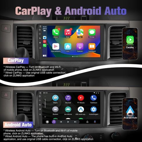 راديو سيارة 9 بوصة مع Carplay لاسلكي Android Auto لسيارة Toyota Sienna 2011-2014، Android 13 ستيريو مع FM BT GPS SWC كاميرا احتياطية (4+64 جيجابايت) in Kuwait