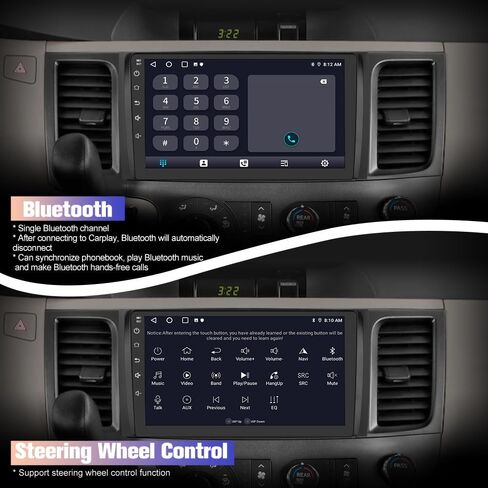 راديو سيارة 9 بوصة مع Carplay لاسلكي Android Auto لسيارة Toyota Sienna 2011-2014، Android 13 ستيريو مع FM BT GPS SWC كاميرا احتياطية (4+64 جيجابايت) in Kuwait