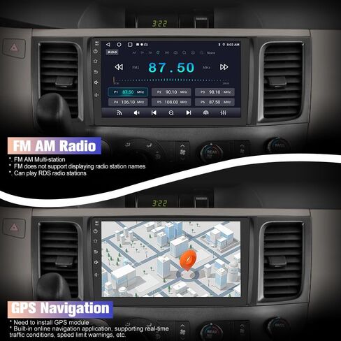 راديو سيارة 9 بوصة مع Carplay لاسلكي Android Auto لسيارة Toyota Sienna 2011-2014، Android 13 ستيريو مع FM BT GPS SWC كاميرا احتياطية (4+64 جيجابايت) in Kuwait