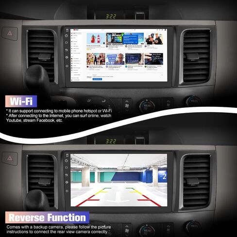 راديو سيارة 9 بوصة مع Carplay لاسلكي Android Auto لسيارة Toyota Sienna 2011-2014، Android 13 ستيريو مع FM BT GPS SWC كاميرا احتياطية (4+64 جيجابايت) in Kuwait