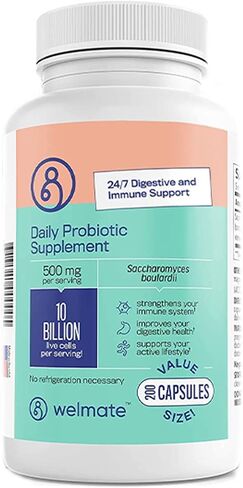 WELMATE Bifidobacterium | Probiotic Supplement | Supports Gut Health | Immune Support | Digestive Enzymes | Gluten Free | Vegan | Men & Womens Probiotic | Value Size | 200 Count in Kuwait