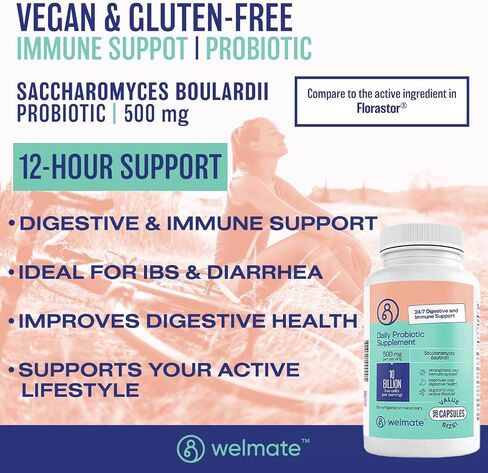WELMATE Bifidobacterium | Probiotic Supplement | Supports Gut Health | Immune Support | Digestive Enzymes | Gluten Free | Vegan | Men & Womens Probiotic | Value Size | 200 Count in Kuwait