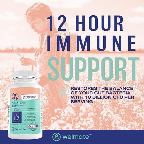 WELMATE Bifidobacterium | Probiotic Supplement | Supports Gut Health | Immune Support | Digestive Enzymes | Gluten Free | Vegan | Men & Womens Probiotic | Value Size | 200 Count in Kuwait