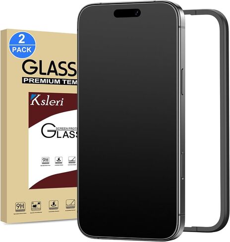 عبوتان من واقي الشاشة الزجاجي غير اللامع لهاتف iPhone 16 Pro/iPhone 17 مقاس 6.3 بوصات مع إطار سهل التركيب، مضاد للوهج وبصمات الأصابع، بدون إبهار، طبقة من الزجاج المقوى 9H in Kuwait