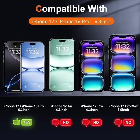 عبوتان من واقي الشاشة الزجاجي غير اللامع لهاتف iPhone 16 Pro/iPhone 17 مقاس 6.3 بوصات مع إطار سهل التركيب، مضاد للوهج وبصمات الأصابع، بدون إبهار، طبقة من الزجاج المقوى 9H in Kuwait