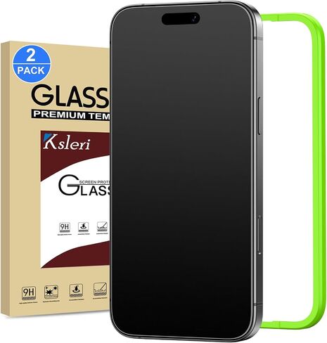 عبوتان من واقي الشاشة الزجاجي غير اللامع لهاتف iPhone 16 Pro/iPhone 17 مقاس 6.3 بوصات مع إطار سهل التركيب، مضاد للوهج وبصمات الأصابع، بدون إبهار، طبقة من الزجاج المقوى 9H in Kuwait