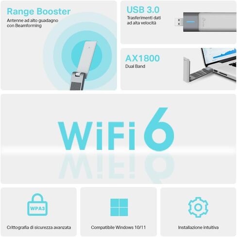 TP-Link AX1800 WiFi 6 USB Adapter for Desktop PC Archer TX21UH Wireless Network Adapter with 2.4GHz, 5GHz, MU-MIMO, OFDMA, High Gain Dual Band 5dBi Antenna, WPA3, Supports Windows 11/10 in Saudi Arabia