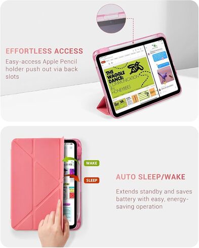 حافظة CoBak لجهاز iPad (A16) الجيل الحادي عشر 11 بوصة 2025، حافظة iPad الجيل العاشر 10.9 بوصة 2022 - غطاء واقٍ متعدد الزوايا يتضمن حامل صورة، وحامل أقلام رصاص وتنشيط/غفو تلقائي، وردي in Kuwait