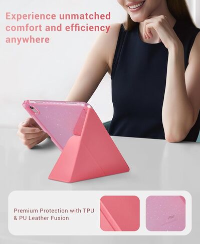 حافظة CoBak لجهاز iPad (A16) الجيل الحادي عشر 11 بوصة 2025، حافظة iPad الجيل العاشر 10.9 بوصة 2022 - غطاء واقٍ متعدد الزوايا يتضمن حامل صورة، وحامل أقلام رصاص وتنشيط/غفو تلقائي، وردي in Kuwait