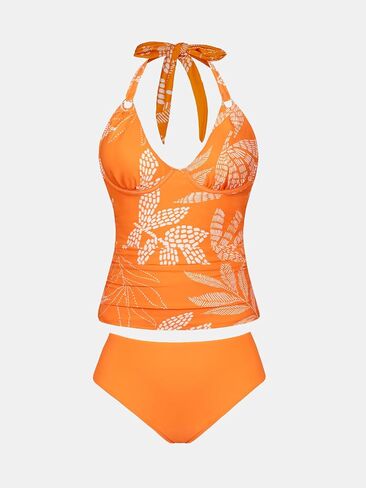 CUPSHE Women's Tankini Sets Two Piece Swimsuit Plunging V Neck Wide Straps Underwire Bathing Suit Mid Rise in Saudi Arabia