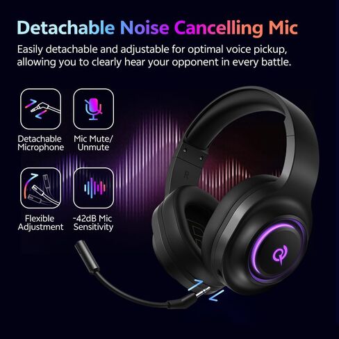 سماعة ألعاب QCY لأجهزة الكمبيوتر/PS5/PS4/Switch، سماعات رأس HEROAD V200 فوق الأذن، USB-C، بطارية 240 ساعة، صوت محيطي 7.1، سماعات رأس لاسلكية 2.4 جيجا هرتز لمنصات متعددة، بلوتوث 6.0 in Kuwait
