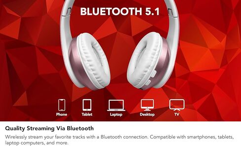 Over Ear Headphones, Overear Wireless Bluetooth 5.1 w Microphone, Lightweight Comfortable Headset for Home Travel, 4H Playtime, Rechargeable, Hi-Res Sound Audio, Deep Bass in Saudi Arabia