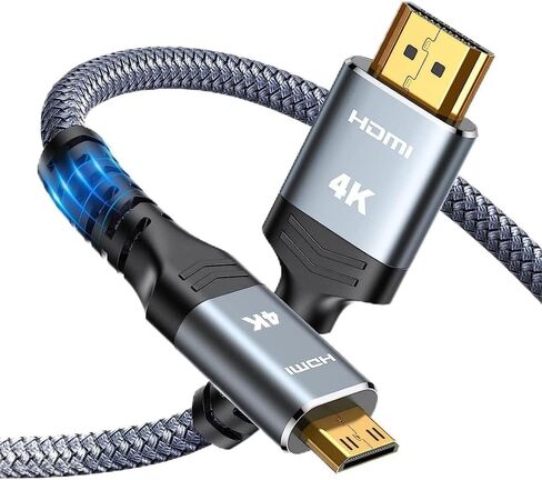 كابل HDMI صغير إلى HDMI، سلك HDMI 2.0 عالي السرعة 4K، موصلات مطلية بالذهب، متوافق مع الكاميرا، الكمبيوتر اللوحي، الكمبيوتر المحمول، التلفزيون، الشاشة (10 أقدام) in Saudi Arabia