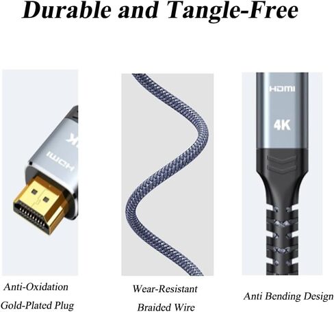 كابل HDMI صغير إلى HDMI، سلك HDMI 2.0 عالي السرعة 4K، موصلات مطلية بالذهب، متوافق مع الكاميرا، الكمبيوتر اللوحي، الكمبيوتر المحمول، التلفزيون، الشاشة (10 أقدام) in Saudi Arabia