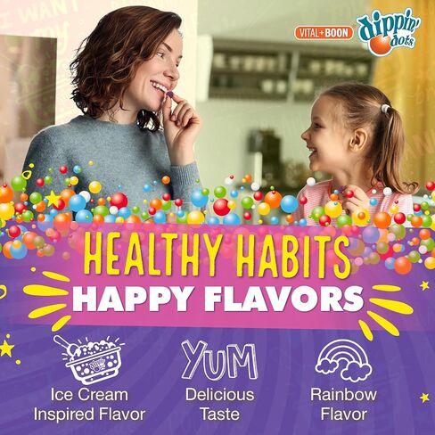 Dippin' Dots - Multivitamin Gummies for Kids (90 Count) | Rainbow Fruit Flavor Complete Multivitamin Chewy Gummies | Premium Blend with Vitamin A, B, C, D3, E, B6, Zinc and More | Vegetarian Non GMO in Saudi Arabia