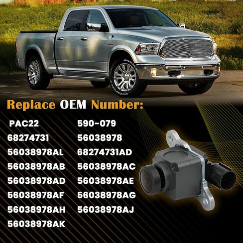 Rear View Backup Camera Compatible with Dodge Ram 1500 2500 3500 4500 2013-2015, Chrysler 200 2015, Replaces 56038978 56038978AK in Saudi Arabia
