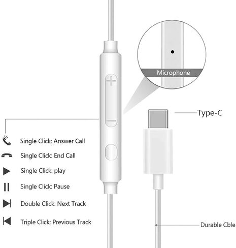 2 Pack USB C Headphones for iPhone 16 15 Pro Max Plus iPad Pro USB C Wired Earbuds with Mic Volume Control Type C Earphones Wired Noise Cancelling USBC Headphones for Samsung Galaxy S24 S23 Pixel 9 8 in Saudi Arabia