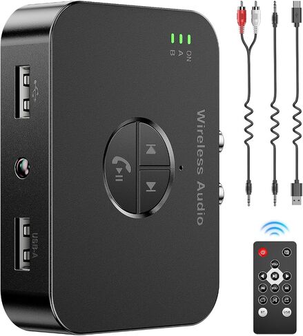 جهاز استقبال بلوتوث 6.0، لمحول AUX ستيريو منزلي، لمكبرات الصوت السلكية القديمة/فلاش USB نظام ستيريو لبث الموسيقى الصوتية المنزلية، USB مزدوج، وصلة مزدوجة، تغيير، زمن وصول منخفض وصوت عالي الدقة in Saudi Arabia