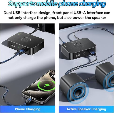 جهاز استقبال بلوتوث 6.0، لمحول AUX ستيريو منزلي، لمكبرات الصوت السلكية القديمة/فلاش USB نظام ستيريو لبث الموسيقى الصوتية المنزلية، USB مزدوج، وصلة مزدوجة، تغيير، زمن وصول منخفض وصوت عالي الدقة in Saudi Arabia