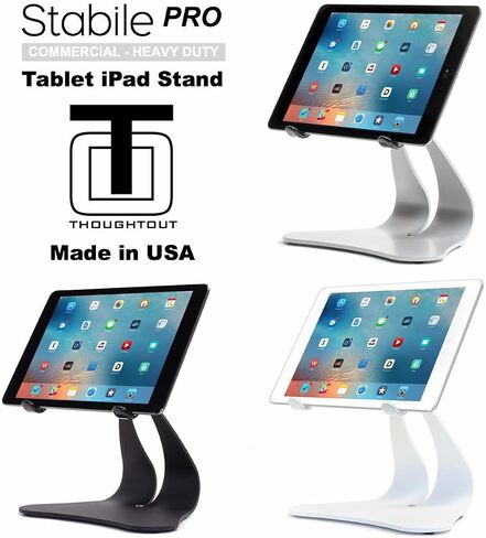 حامل iPad المحوري Stabile PRO من Thought Out - صنع في الولايات المتحدة الأمريكية - متوافق مع Apple iPad (فضي) in Kuwait