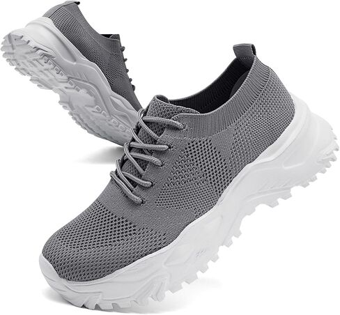 Women's Chunky Platform Sneakers Walking Tennis Mesh Shoes Lightweight Breathable Gym Comfort Work Sports Hidden Elevator Shoes in Saudi Arabia