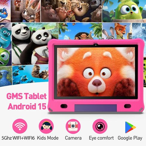 تابلت PRITOM Android 15، جهاز لوحي جديد تمامًا مقاس 10 بوصات للأطفال، مراقبة أبوية، أقراص قابلة للتوسيع بسعة 64 جيجابايت + 1 تيرابايت للأطفال، الأطفال، WiFi6، تعليمي، ألعاب، برامج للأطفال مثبتة مسبقًا، مع حافظة EVA (وردي) in Kuwait