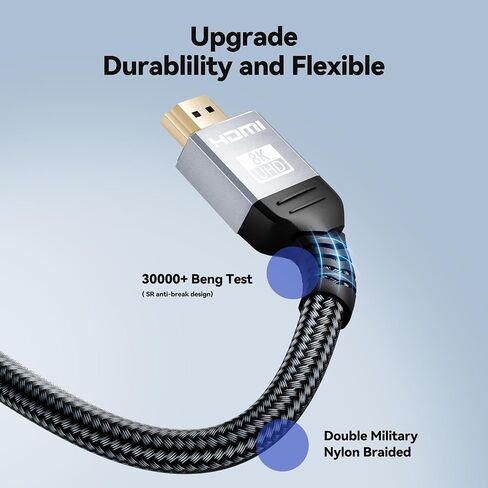 Hdmi Cable - Hdmi 2.1 Cable 6.6FT/2M 4K 8K 48Gbps High Speed Hdmi-Cord Compatible with PS5, Xbox Series X, Apple TV, Fire Stick, Roku TV in Saudi Arabia