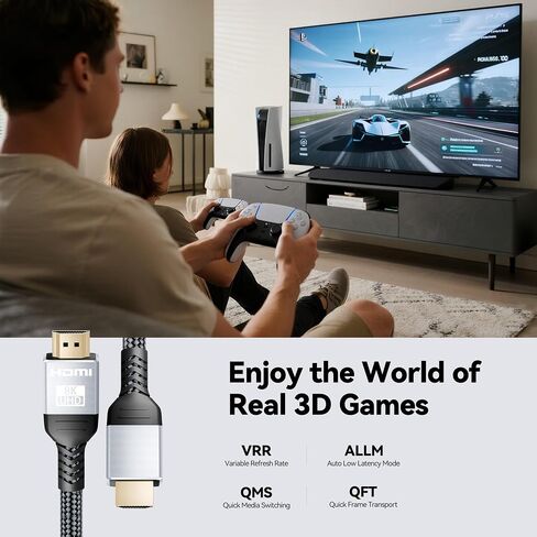 Hdmi Cable - Hdmi 2.1 Cable 6.6FT/2M 4K 8K 48Gbps High Speed Hdmi-Cord Compatible with PS5, Xbox Series X, Apple TV, Fire Stick, Roku TV in Saudi Arabia