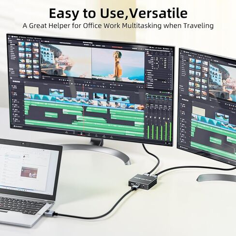 منفذ DisplayPort إلى محول HDMI مزدوج 4K@60 هرتز 1 في 2 مخرج MST Hub منفذ عرض إلى موزع شاشة HDMI لشاشة مزدوجة ممتدة، مع مخرج صوت، لبطاقة رسومات NVIDIA AMD للكمبيوتر الشخصي - مع طاقة in Kuwait