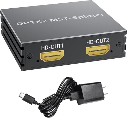 منفذ DisplayPort إلى محول HDMI مزدوج 4K@60 هرتز 1 في 2 مخرج MST Hub منفذ عرض إلى موزع شاشة HDMI لشاشة مزدوجة ممتدة، مع مخرج صوت، لبطاقة رسومات NVIDIA AMD للكمبيوتر الشخصي - مع طاقة in Kuwait