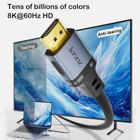 HDMI 2.1 Cable,48Gbps 8K@60Hz 4K Ultra High Speed Cords(7680x4320, 4K@120Hz) eARC HDR10 HDCP 2.2 & 2.3 3D, Compatible for PS5/PS4/X-Box/Roku TV/HDTV/Blu-ray/LG(6FT/2M) in Kuwait