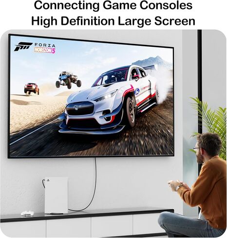 HDMI 2.1 Cable,48Gbps 8K@60Hz 4K Ultra High Speed Cords(7680x4320, 4K@120Hz) eARC HDR10 HDCP 2.2 & 2.3 3D, Compatible for PS5/PS4/X-Box/Roku TV/HDTV/Blu-ray/LG(6FT/2M) in Kuwait