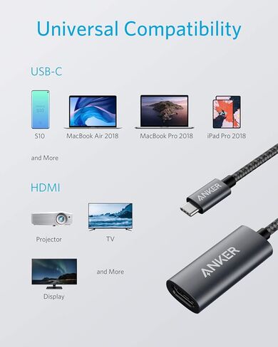 Anker HDMI Cable 8K@60Hz, 6FT Ultra HD 4K@120Hz HDMI Cord&Anker USB C to HDMI Adapter (4K@60Hz) in Saudi Arabia