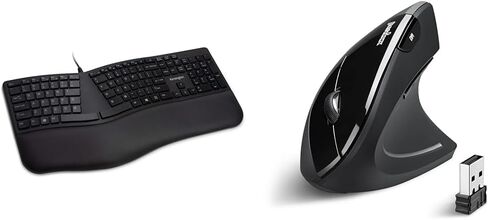 Kensington Ergonomic Keyboard & Perixx Vertical Ergo Mouse Bundle - Black Wired Keyboard (K75400US) & 800/1200/1600 DPI Right Handed Wireless Mouse in Saudi Arabia