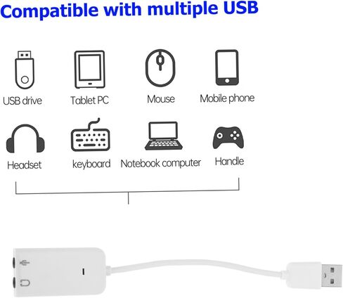 Operitacx 2 قطعة USB محول بطاقة الصوت الخارجية للكمبيوتر المحمول رقاقة مستقلة مع توصيل الحد من الضوضاء والتشغيل دعم إدخال الميكروفون وإخراج سماعة الرأس والصوت in Kuwait