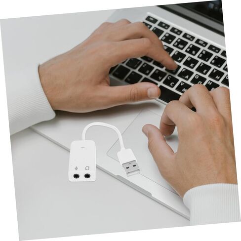 قطعتان من محول بطاقة الصوت USB الخارجي لأجهزة الكمبيوتر المحمول مع توصيل رقاقة مستقلة لتقليل الضوضاء وتشغيل إدخال الميكروفون ومخرج سماعة الرأس، لا يتطلب برنامج تشغيل الصوت لسطح المكتب و in Kuwait