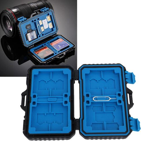 Memory Card Case for SD TF, Shockproof Watertight SIM SD TF Cards Holder Storage Box with 27 Slots, Pin, EVA Foam Interior in Saudi Arabia