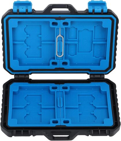 Memory Card Case for SD TF, Shockproof Watertight SIM SD TF Cards Holder Storage Box with 27 Slots, Pin, EVA Foam Interior in Saudi Arabia