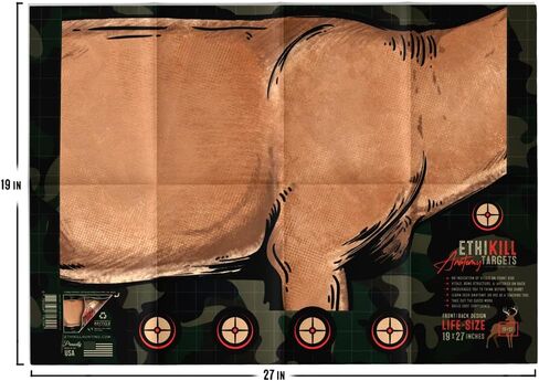 Life Size Deer Vitals 2 Sided Paper Range Target for Archery & Rifle Hunters by EthiKill - Realistic Anatomy Illustration - 19x27 inches (5 Pack) in Saudi Arabia