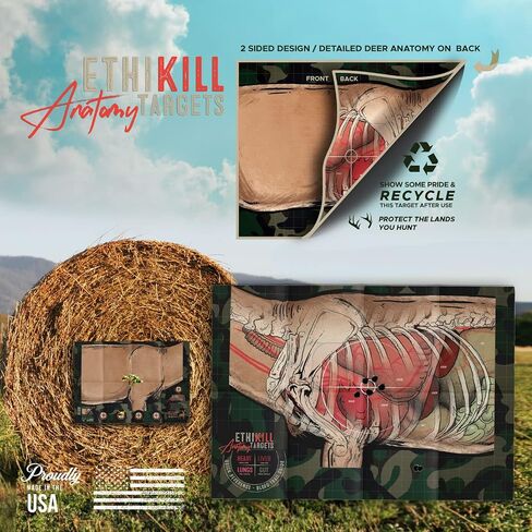 Life Size Deer Vitals 2 Sided Paper Range Target for Archery & Rifle Hunters by EthiKill - Realistic Anatomy Illustration - 19x27 inches (5 Pack) in Saudi Arabia