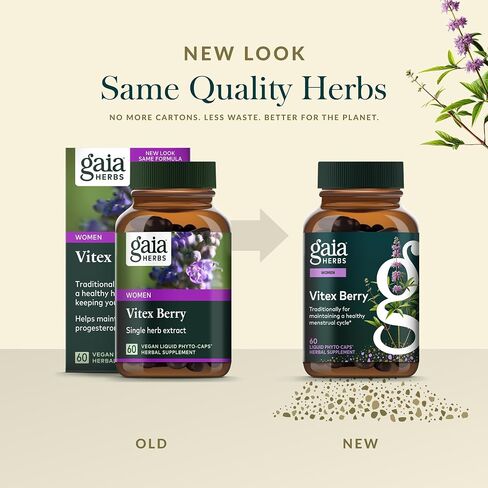 Gaia Herbs Vitex Berry (شجرة عفيفة) - يدعم توازن الهرمونات والخصوبة للنساء - يساعد في الحفاظ على مستويات البروجسترون الصحية لدعم صحة الدورة الشهرية - 180 قبعة نباتية (إمداد لمدة 90 يومًا) in Saudi Arabia