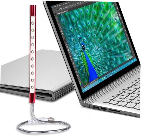 USB معدن مرن معقوفة LED مصباح ليلي LED لمبات LED للعناية بالعين ضوء محمول لمكتب السرير واستخدام الكمبيوتر المحمول باللون الأحمر in Kuwait
