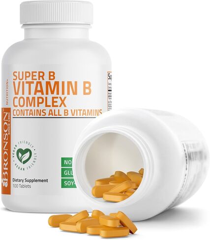 Bronson Vitamin B Complex (Vitamin B1, B2, B3, B6, B9 - Folic Acid, B12), 100 Tablets in Saudi Arabia