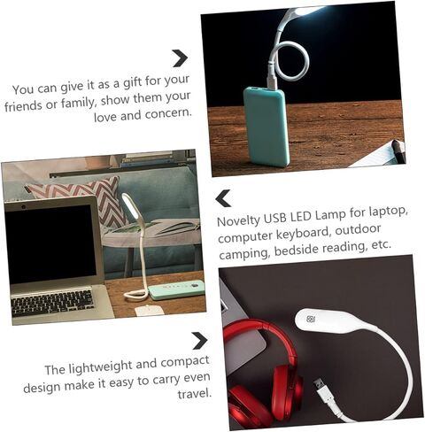 مصباح قراءة LED USB قابل للتعتيم من Lurrose مع ضوء ليلي محمول مرن معقوفة للقراءة في السرير، تصميم لحماية العين، حجم صغير يعمل بالطاقة USB in Kuwait