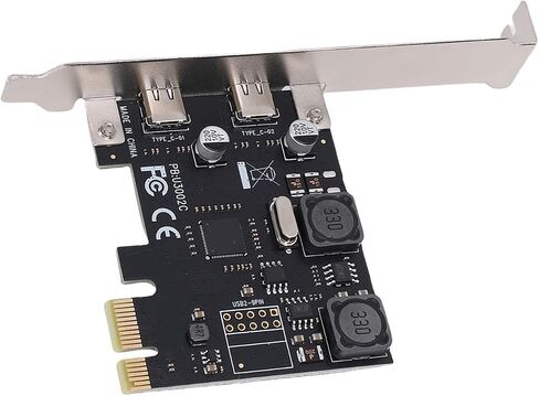 Dpofirs 5Gbps PCIe to Type C Expansion Card, 2 Port PCIe USB 3.0 Expansion Card for Wins 7, 8, 10, PCIe X1 Interface for PCIE X1, X2, X4, X8, X16 in Saudi Arabia