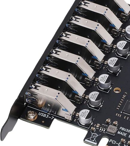 بطاقة Dpofirs PCIE USB 3.0 ذات 7 منافذ PCI E إلى بطاقة توسيع USB، محول وحدة تحكم USB Hub PCIe بسرعة 5 جيجابت في الثانية للفوز 11/10/8/7 in Saudi Arabia