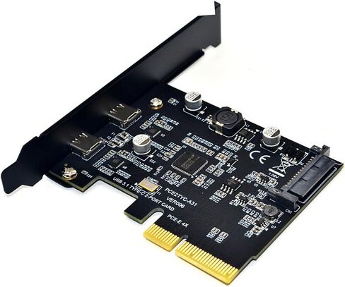 بطاقة توسيع USB Pci-e بسرعة 10 جيجابت في الثانية ومنفذ مزدوج من النوع C محول كمبيوتر عالي السرعة مع مبدد حرارة معدني متوافق مع Pci-e لسطح المكتب in Saudi Arabia