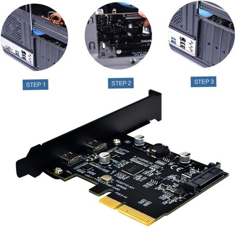 بطاقة توسيع USB Pci-e بسرعة 10 جيجابت في الثانية ومنفذ مزدوج من النوع C محول كمبيوتر عالي السرعة مع مبدد حرارة معدني متوافق مع Pci-e لسطح المكتب in Saudi Arabia