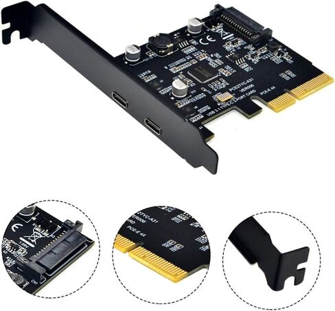بطاقة توسيع USB Pci-e بسرعة 10 جيجابت في الثانية ومنفذ مزدوج من النوع C محول كمبيوتر عالي السرعة مع مبدد حرارة معدني متوافق مع Pci-e لسطح المكتب in Saudi Arabia